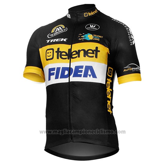 2017 Abbigliamento Ciclismo Telenet Fidea Lions Nero Manica Corta e Salopette