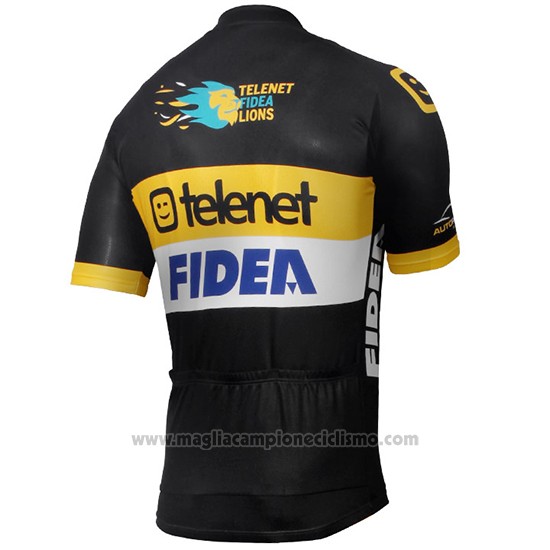 2017 Abbigliamento Ciclismo Telenet Fidea Lions Nero Manica Corta e Salopette