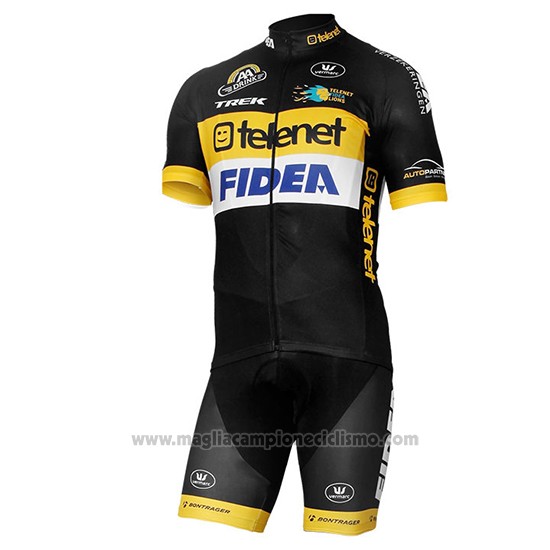 2017 Abbigliamento Ciclismo Telenet Fidea Lions Nero Manica Corta e Salopette