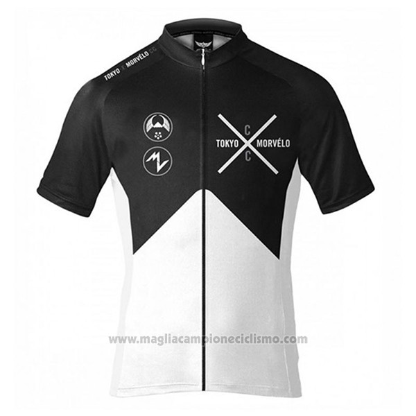 2017 Abbigliamento Ciclismo Tokyo X Morvelo Bianco e Nero Manica Corta e Salopette