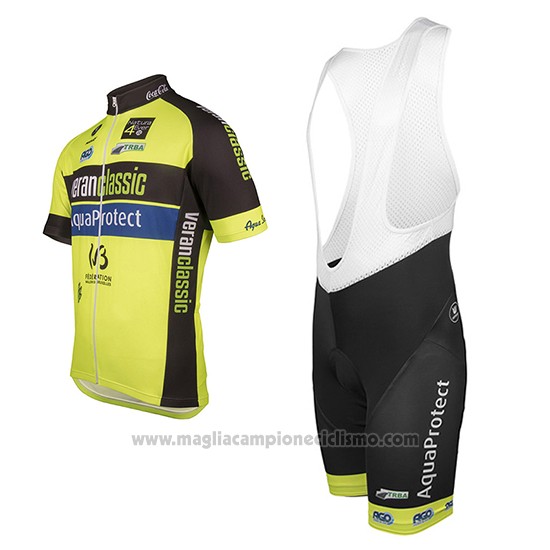 2017 Abbigliamento Ciclismo Wb Verlanclassics Aquality Project Verde e Nero Manica Corta e Salopette