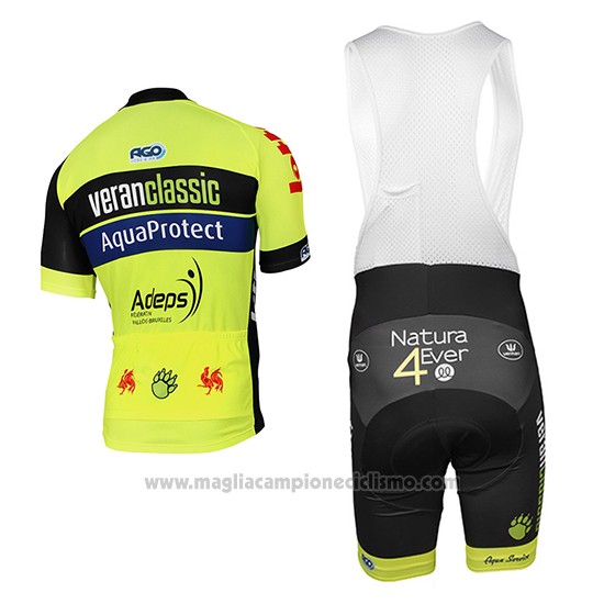 2017 Abbigliamento Ciclismo Wb Verlanclassics Aquality Project Verde e Nero Manica Corta e Salopette