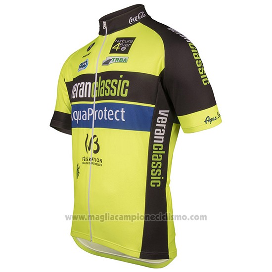 2017 Abbigliamento Ciclismo Wb Verlanclassics Aquality Project Verde e Nero Manica Corta e Salopette