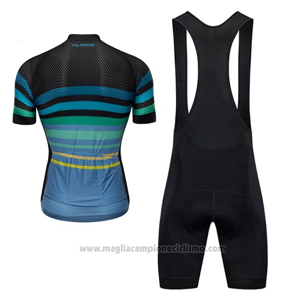 2017 Abbigliamento Ciclismo Ykywbike Aa07 Adh07 Nero e Celeste Manica Corta e Salopette
