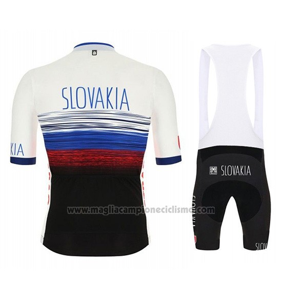 2019 Abbigliamento Ciclismo Slowakeis Bianco Blu Nero Manica Corta e Salopette