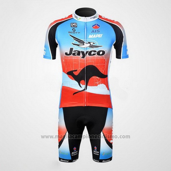 Abbigliamento Ciclismo Jayco Celeste e Rosso Manica Corta e Salopette