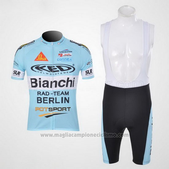 2010 Abbigliamento Ciclismo Bianchi Azzurro Manica Corta e Salopette