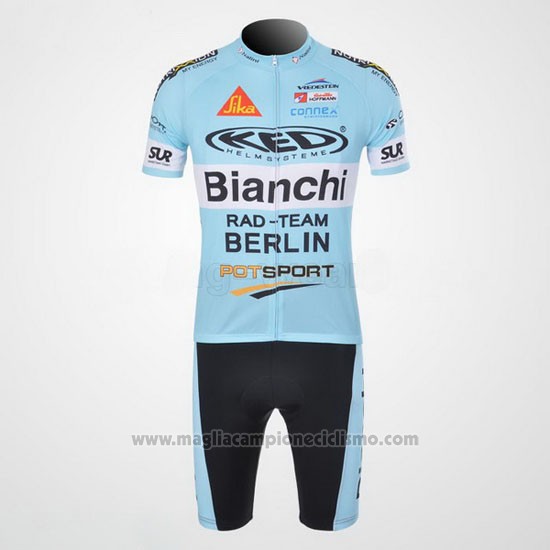 2010 Abbigliamento Ciclismo Bianchi Azzurro Manica Corta e Salopette