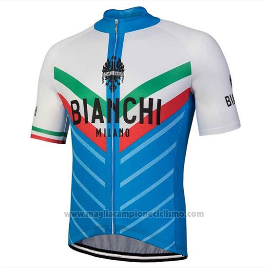 2018 Abbigliamento Ciclismo Bianchi Tiera Bianco e Blu Manica Corta e Salopette