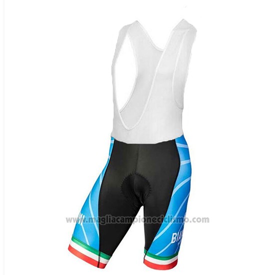 2018 Abbigliamento Ciclismo Bianchi Tiera Bianco e Blu Manica Corta e Salopette