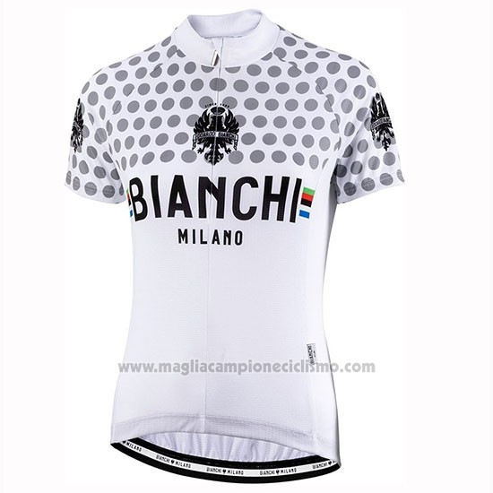 2019 Abbigliamento Ciclismo Donne Bianchi Dot Bianco Manica Corta e Salopette