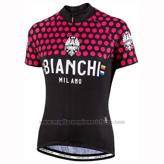 2019 Abbigliamento Ciclismo Donne Bianchi Dot Nero Rosso Manica Corta e Salopette