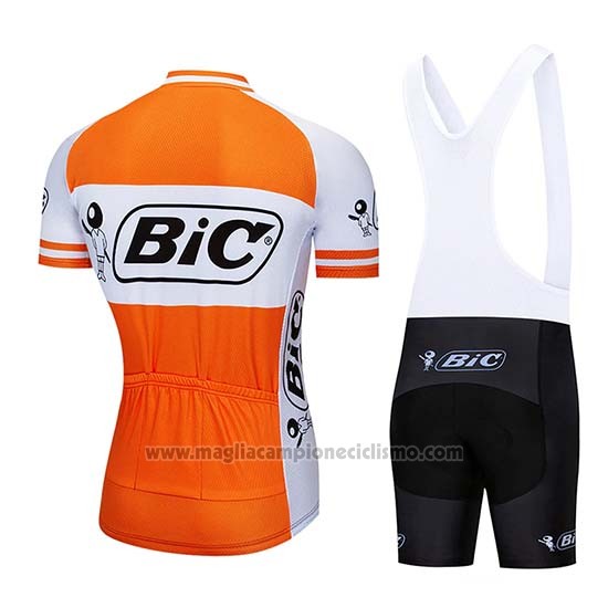 2019 Abbigliamento Ciclismo Bic Bianco Arancione Manica Corta e Salopette