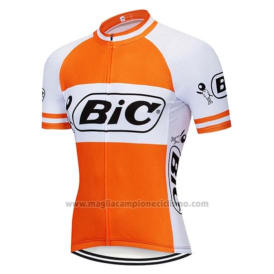 2019 Abbigliamento Ciclismo Bic Bianco Arancione Manica Corta e Salopette