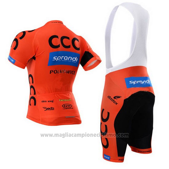 2015 Abbigliamento Ciclismo CCC Nero e Arancione Manica Corta e Salopette