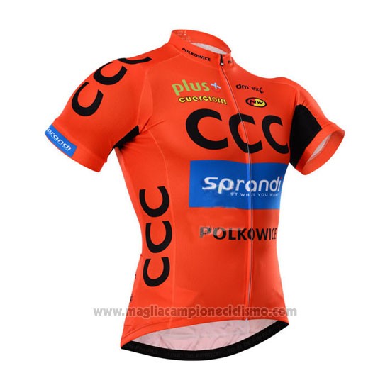 2015 Abbigliamento Ciclismo CCC Nero e Arancione Manica Corta e Salopette