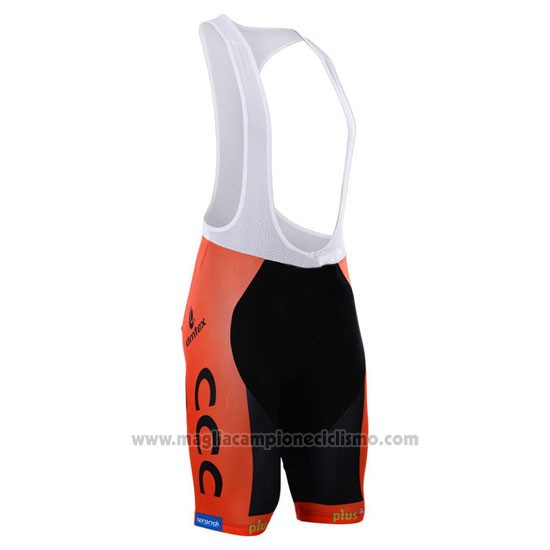 2015 Abbigliamento Ciclismo CCC Nero e Arancione Manica Corta e Salopette