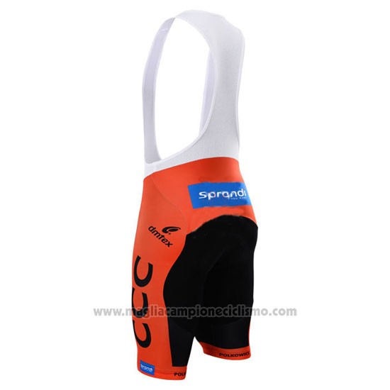 2015 Abbigliamento Ciclismo CCC Nero e Arancione Manica Corta e Salopette