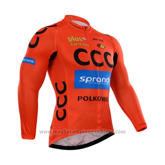 2015 Abbigliamento Ciclismo CCC Nero e Arancione Manica Lunga e Salopette