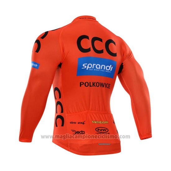 2015 Abbigliamento Ciclismo CCC Nero e Arancione Manica Lunga e Salopette