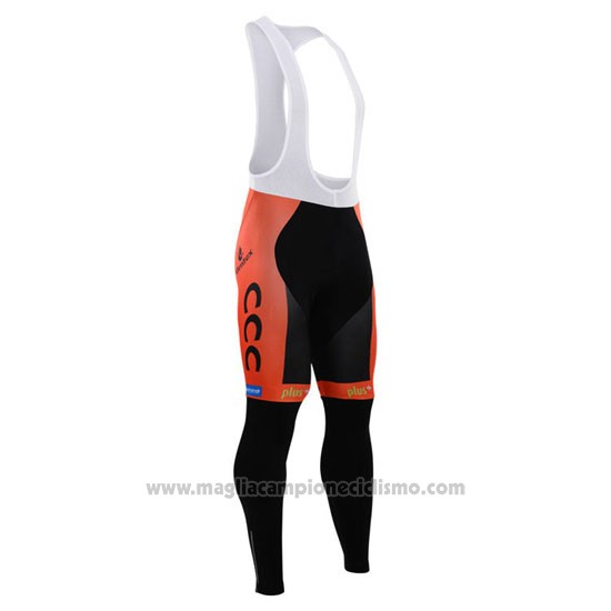 2015 Abbigliamento Ciclismo CCC Nero e Arancione Manica Lunga e Salopette