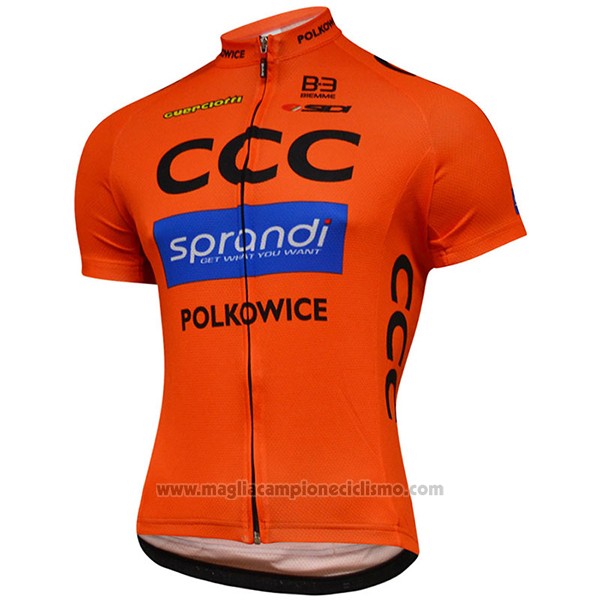 2017 Abbigliamento Ciclismo CCC Nero e Arancione Manica Corta e Salopette