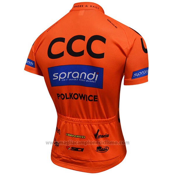 2017 Abbigliamento Ciclismo CCC Nero e Arancione Manica Corta e Salopette