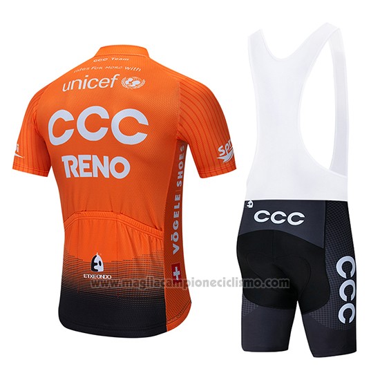 2019 Abbigliamento Ciclismo CCC Arancione Manica Corta e Salopette
