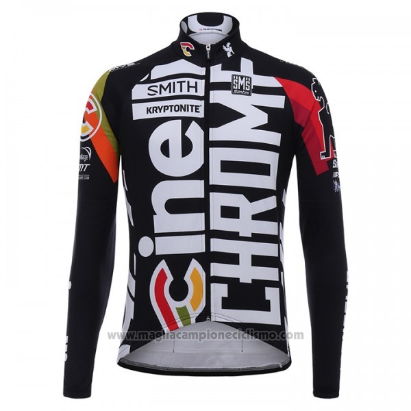 2017 Abbigliamento Ciclismo Cinelli Chrome Nero e Bianco Manica Lunga e Salopette
