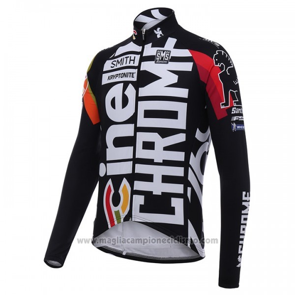 2017 Abbigliamento Ciclismo Cinelli Chrome Nero e Bianco Manica Lunga e Salopette