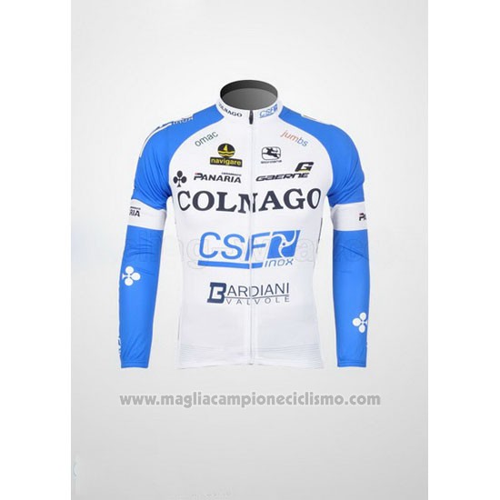 2012 Abbigliamento Ciclismo Colnago Celeste e Bianco Manica Lunga e Salopette