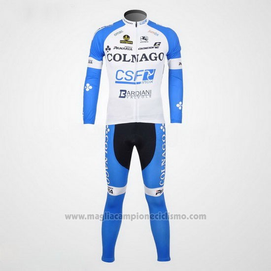 2012 Abbigliamento Ciclismo Colnago Celeste e Bianco Manica Lunga e Salopette