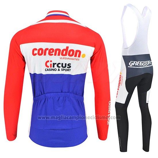 2019 Abbigliamento Ciclismo Corendon Circus Rosso Bianco Azul Manica Lunga e Salopette