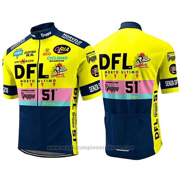 2017 Abbigliamento Ciclismo DFL Giallo Manica Corta e Salopette