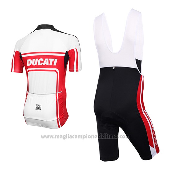 2016 Abbigliamento Ciclismo Ducati Bianco e Rosso Manica Corta e Salopette