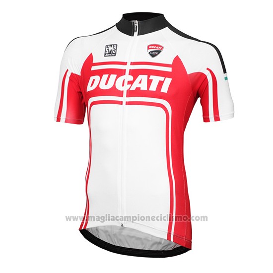 2016 Abbigliamento Ciclismo Ducati Bianco e Rosso Manica Corta e Salopette