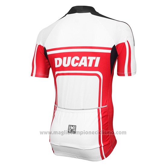 2016 Abbigliamento Ciclismo Ducati Bianco e Rosso Manica Corta e Salopette