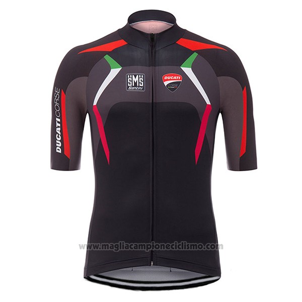 2017 Abbigliamento Ciclismo Ducati Corse Nero Manica Corta e Salopette