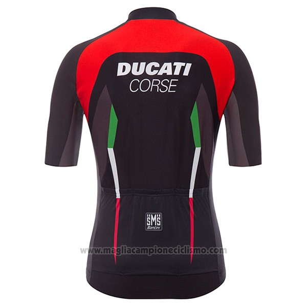 2017 Abbigliamento Ciclismo Ducati Corse Nero Manica Corta e Salopette