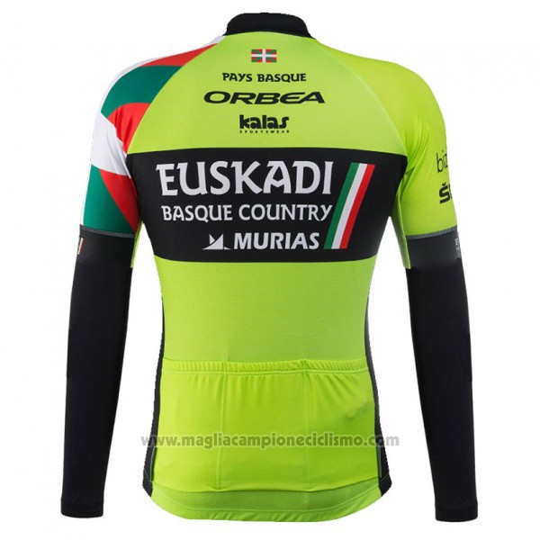 2017 Abbigliamento Ciclismo Euskadi Nero e Verde Manica Lunga e Salopette