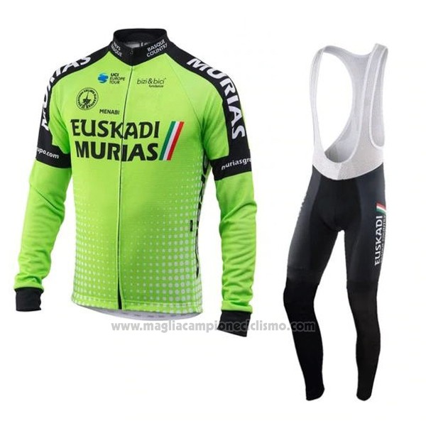 2018 Abbigliamento Ciclismo Euskadi Murias Verde Manica Lunga e Salopette