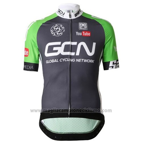 2016 Abbigliamento Ciclismo GCN Grigio e Verde Manica Corta e Salopette