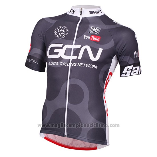 2016 Abbigliamento Ciclismo Global Cycling Network Grigio e Rosso Manica Corta e Salopette