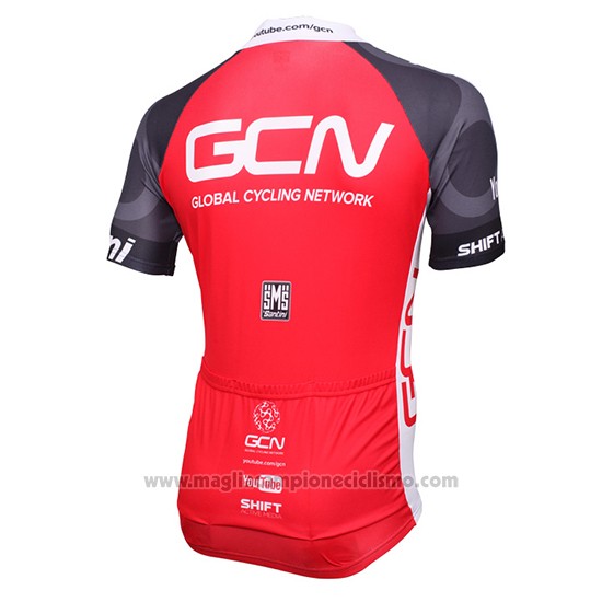 2016 Abbigliamento Ciclismo Global Cycling Network Grigio e Rosso Manica Corta e Salopette