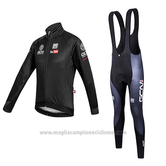 2016 Abbigliamento Ciclismo Global Cycling Network Nero Manica Lunga e Salopette