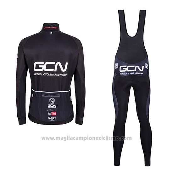 2016 Abbigliamento Ciclismo Global Cycling Network Nero Manica Lunga e Salopette