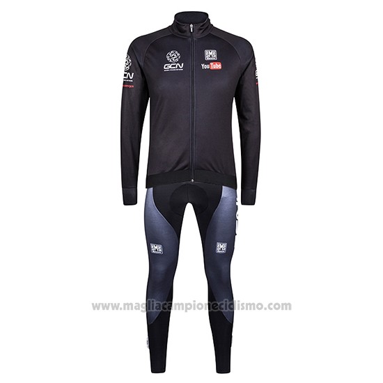 2016 Abbigliamento Ciclismo Global Cycling Network Nero Manica Lunga e Salopette