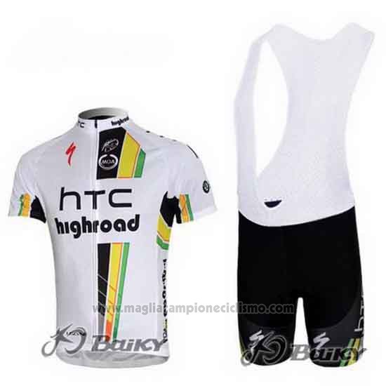 2011 Abbigliamento Ciclismo HTC Highroad Bianco Manica Corta e Salopette