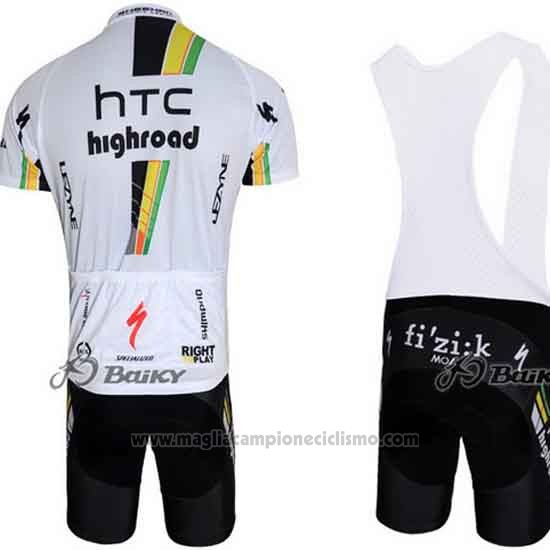 2011 Abbigliamento Ciclismo HTC Highroad Bianco Manica Corta e Salopette