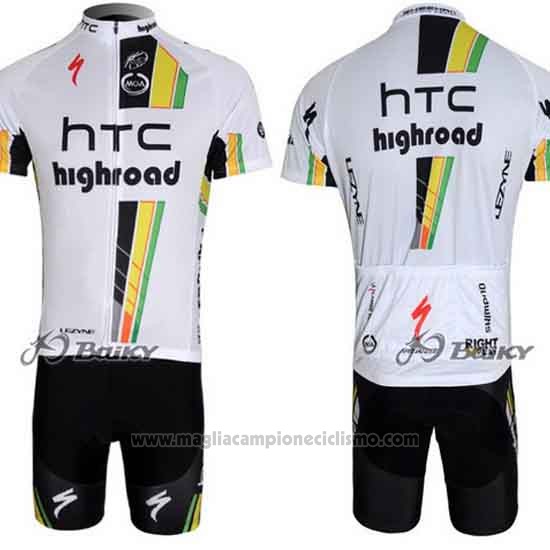 2011 Abbigliamento Ciclismo HTC Highroad Bianco Manica Corta e Salopette
